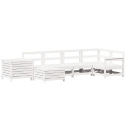 Salon de jardin 7 pcs blanc bois de pin massif 510037510037