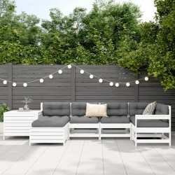 Salon de jardin 7 pcs blanc bois de pin massif 510037510037