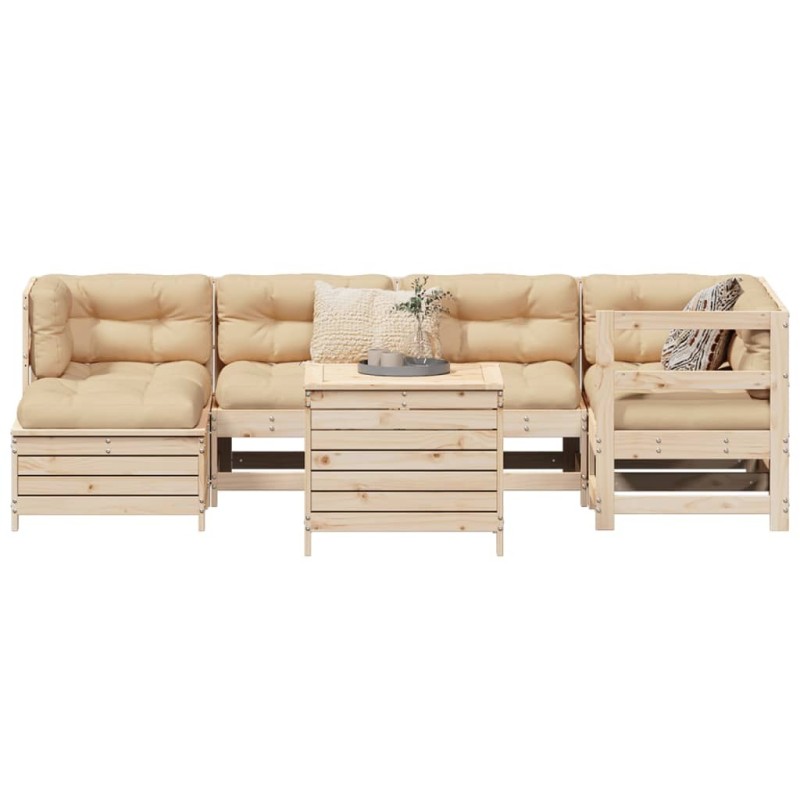 Salon de jardin 7 pcs bois de pin massif 510039510039