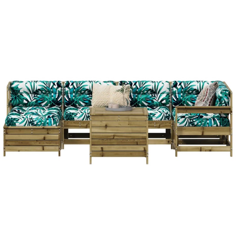 Salon de jardin 7 pcs bois de pin imprégné 510040510040