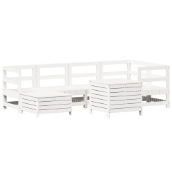 Salon de jardin 7 pcs blanc bois de pin massif 510043510043