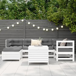 Salon de jardin 7 pcs blanc bois de pin massif 510043510043