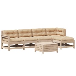 Salon de jardin 6 pcs avec coussins Bois de pin massif 510045510045