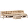 Salon de jardin 6 pcs avec coussins Bois de pin massif 510045510045