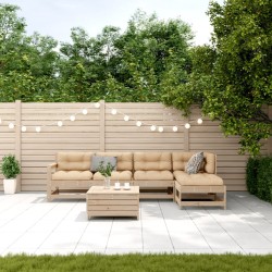 Salon de jardin 6 pcs avec coussins Bois de pin massif 510045510045