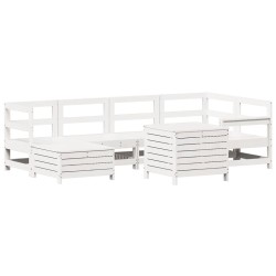 Salon de jardin 7 pcs blanc bois de pin massif 510047510047