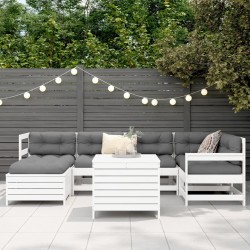 Salon de jardin 7 pcs blanc bois de pin massif 510047510047