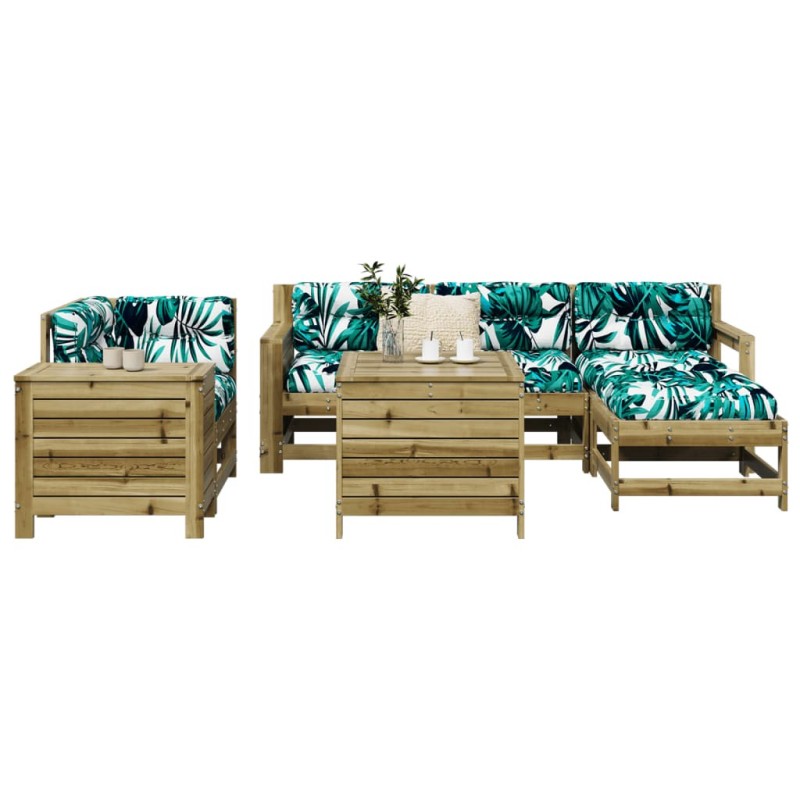 Salon de jardin 7 pcs bois de pin imprégné 510053510053