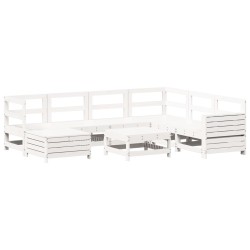 Salon de jardin 8 pcs blanc bois de pin massif 510055510055