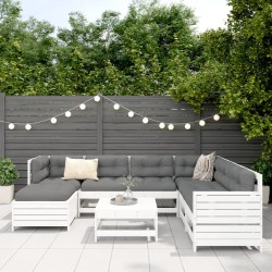 Salon de jardin 8 pcs blanc bois de pin massif 510055510055