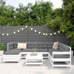 Salon de jardin 8 pcs blanc bois de pin massif 510061510061
