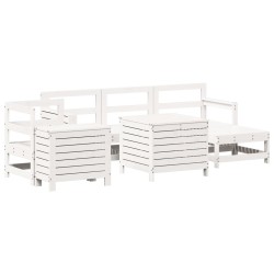 Salon de jardin 7 pcs blanc bois de pin massif 510063510063