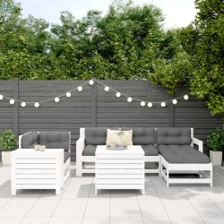 Salon de jardin 7 pcs blanc bois de pin massif 510063510063