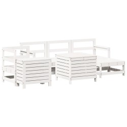Salon de jardin 7 pcs blanc bois de pin massif 510070510070