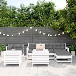 Salon de jardin 7 pcs blanc bois de pin massif 510070510070