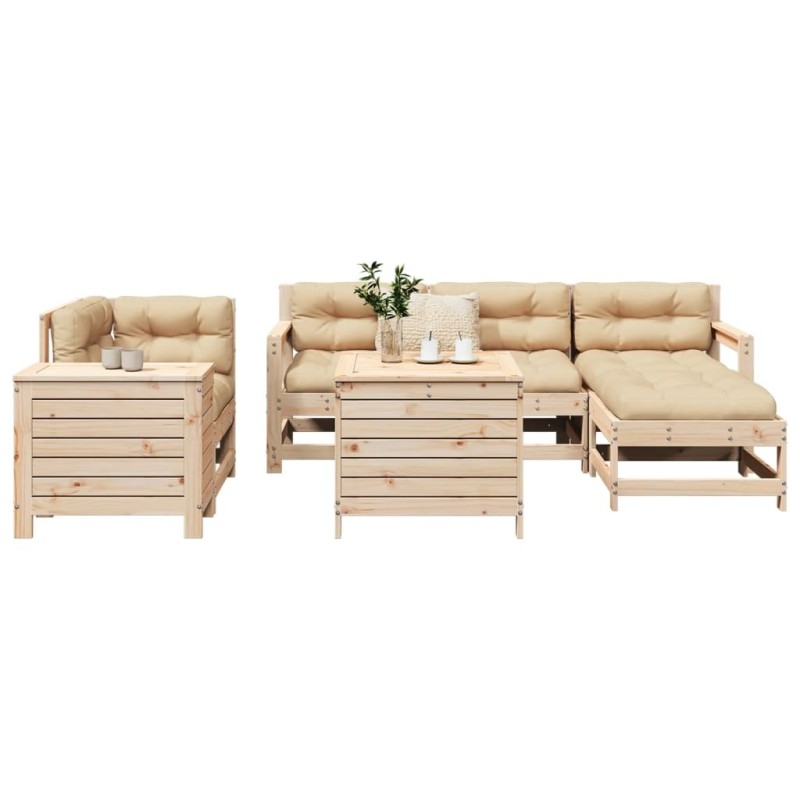 Salon de jardin 7 pcs bois de pin massif 510072510072