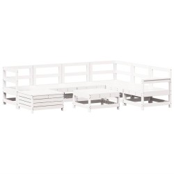 Salon de jardin 8 pcs blanc bois de pin massif 510076510076
