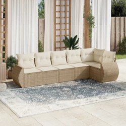 Salon de jardin avec coussins 6 pcs beige résine tressée 510083510083