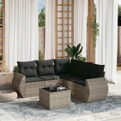 Salon de jardin 6 pcs avec coussins gris clair résine tressée 510087510087