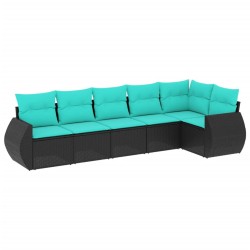 Salon de jardin 6 pcs avec coussins noir résine tressée 510088510088