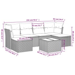 Salon de jardin avec coussins 7 pcs gris clair résine tressée 510091510091