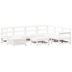 Salon de jardin 8 pcs blanc bois de pin massif 510094510094
