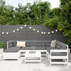 Salon de jardin 8 pcs blanc bois de pin massif 510094510094