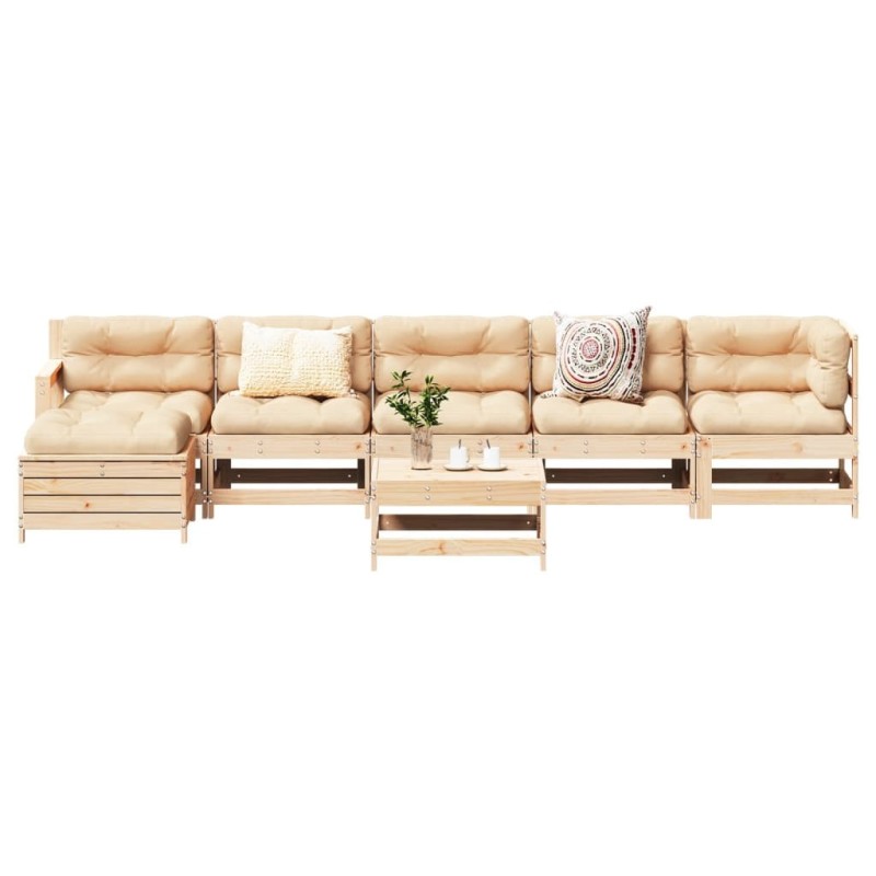Salon de jardin 7 pcs Bois de pin massif 510103510103