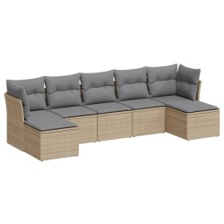 Salon de jardin avec coussins 7 pcs beige résine tressée 510104510104