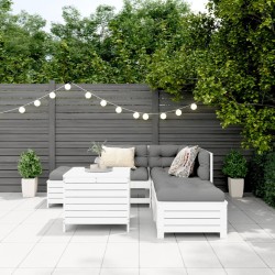 Salon de jardin 6 pcs blanc bois de pin massif 510105510105