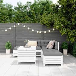 Salon de jardin 6 pcs blanc bois de pin massif 510107510107