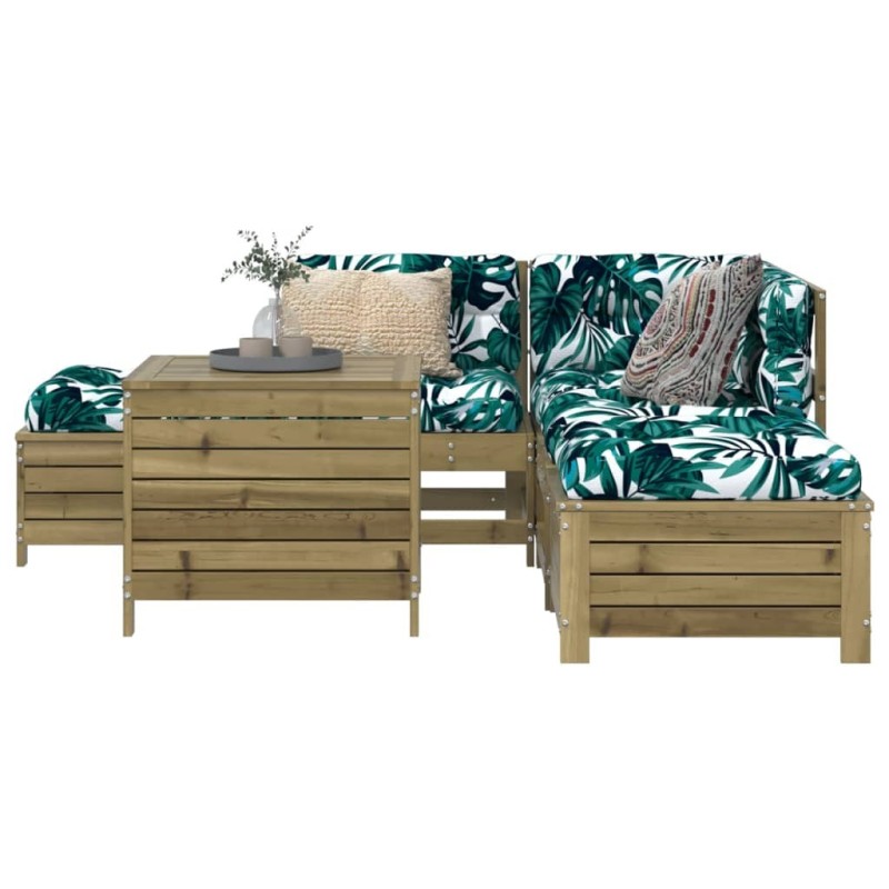 Salon de jardin 6 pcs bois de pin imprégné 510112510112