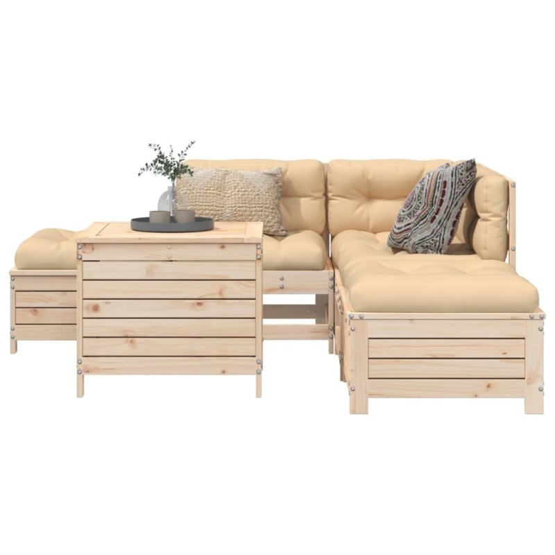 Salon de jardin 6 pcs bois de pin massif 510114510114
