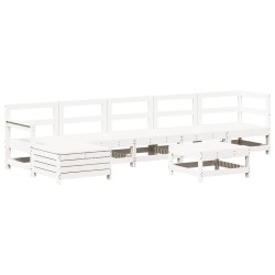 Salon de jardin 7 pcs Blanc Bois de pin massif 510117510117