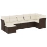 Salon de jardin avec coussins 7 pcs marron résine tressée 510118510118