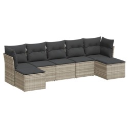 Salon de jardin avec coussins 7 pcs gris clair résine tressée 510119510119