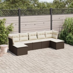 Salon de jardin avec coussins 7 pcs marron résine tressée 510120510120