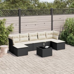 Salon de jardin 8 pcs avec coussins noir résine tressée 510121510121