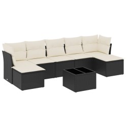 Salon de jardin 8 pcs avec coussins noir résine tressée 510121510121