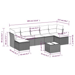 Salon de jardin 8 pcs avec coussins noir résine tressée 510121510121