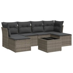 Salon de jardin avec coussins 7 pcs gris résine tressée 510123510123