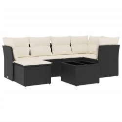 Salon de jardin 7 pcs avec coussins noir résine tressée 510125510125