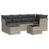 Salon de jardin avec coussins 7 pcs gris clair résine tressée 510126510126