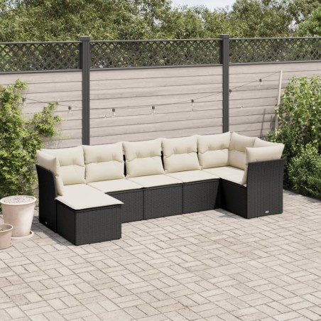 Salon de jardin 7 pcs avec coussins noir résine tressée 510127510127