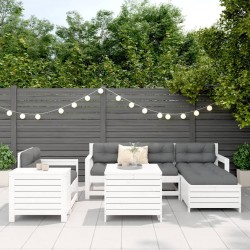 Salon de jardin 7 pcs blanc bois de pin massif 510129510129