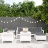 Salon de jardin 7 pcs blanc bois de pin massif 510129510129
