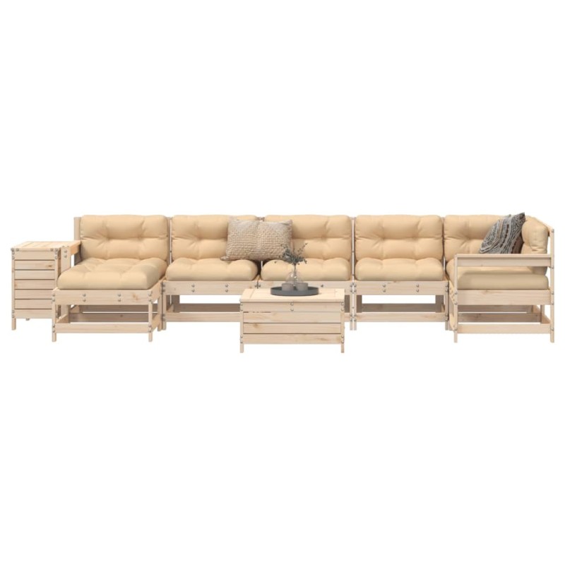 Salon de jardin 9 pcs bois de pin massif 510130510130