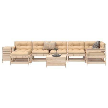 Salon de jardin 9 pcs bois de pin massif 510130510130