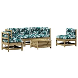Salon de jardin 6 pcs avec coussins bois de pin imprégné 510132510132