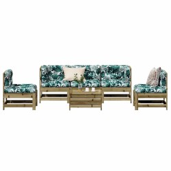 Salon de jardin 6 pcs avec coussins bois de pin imprégné 510132510132